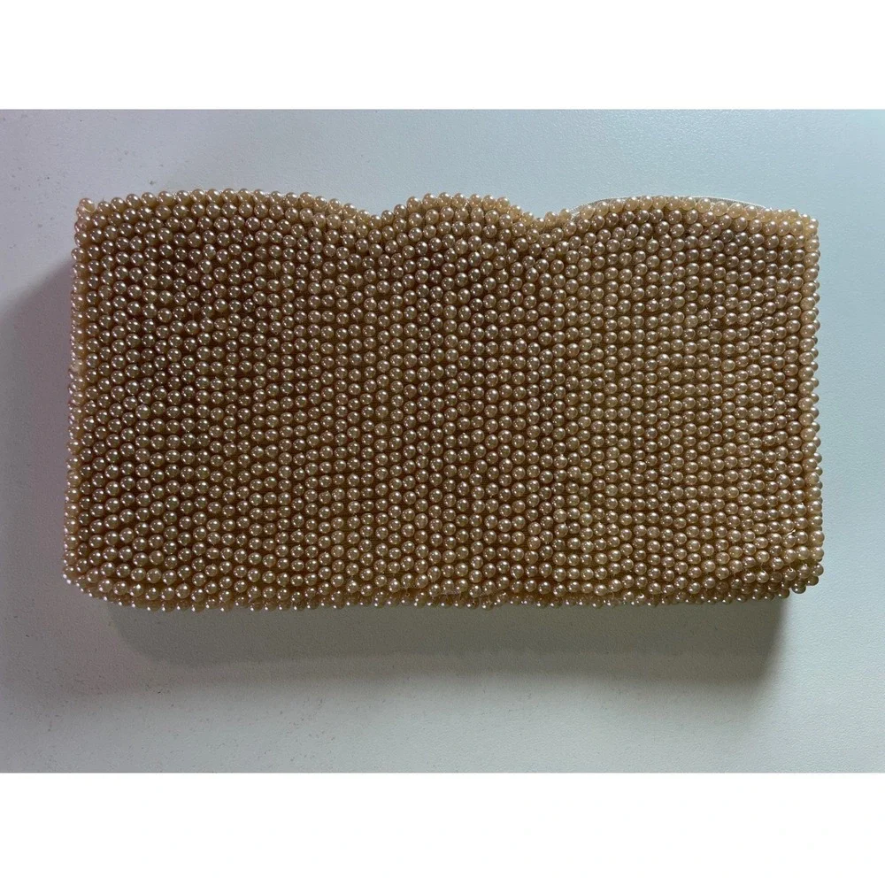 Vintage‎ Schild Kraut Faux Pearl Beaded Evening Clutch Made in Japan EUC